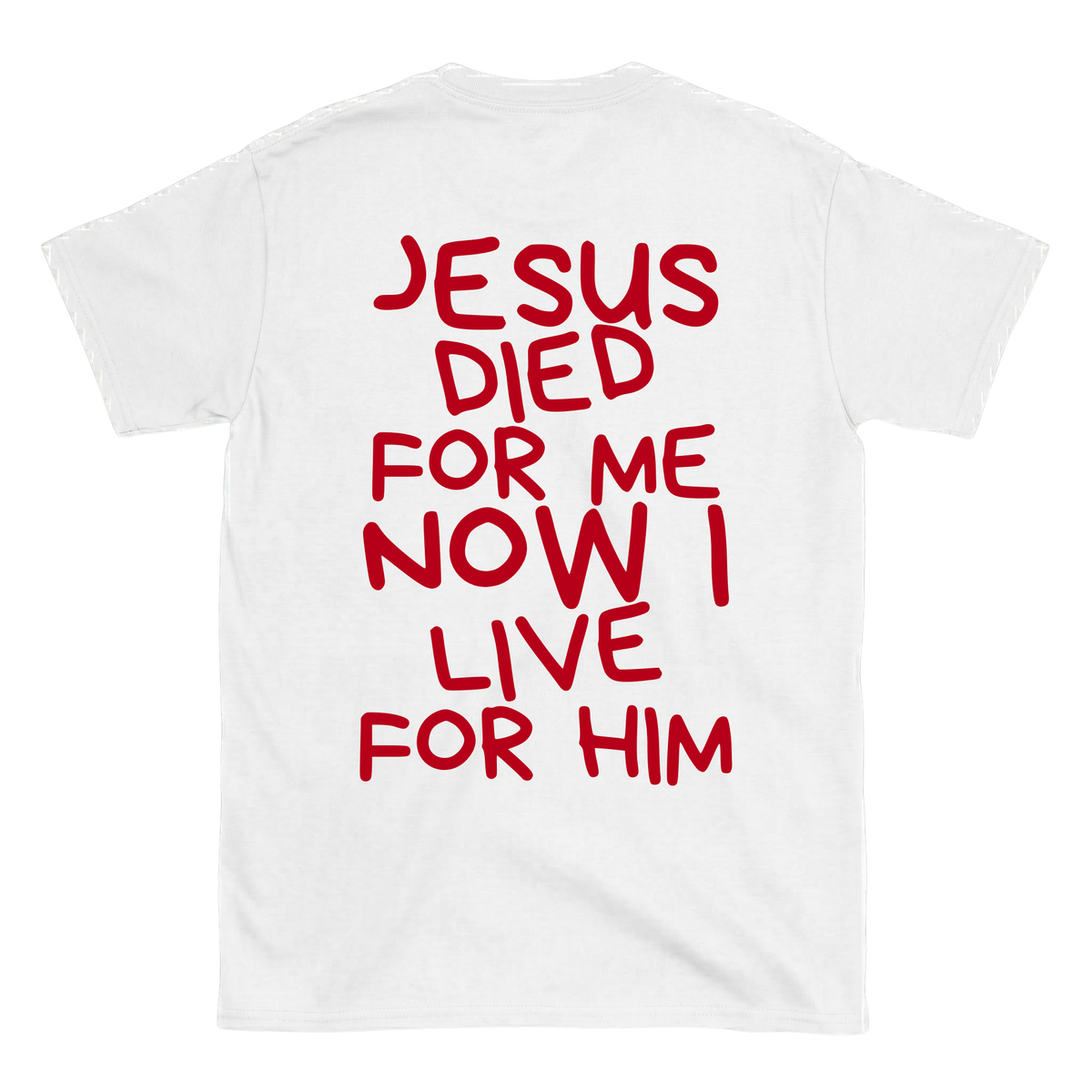 JESUS DIED FOR ME NOW I LIVE FOR HIM Backprint T-Shirt II