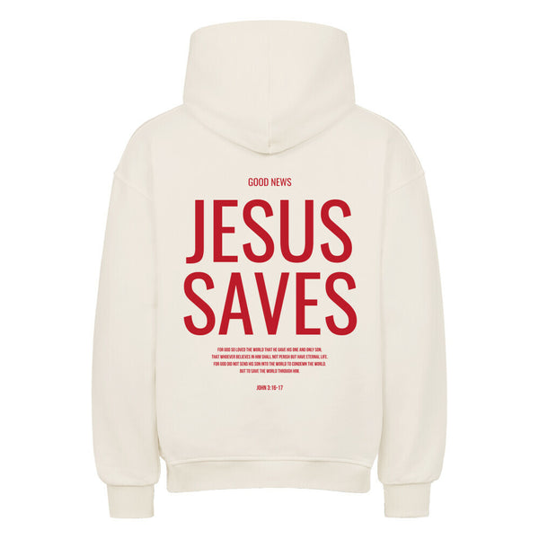 JESUS SAVES Front-/Backprint Oversized Hoodie
