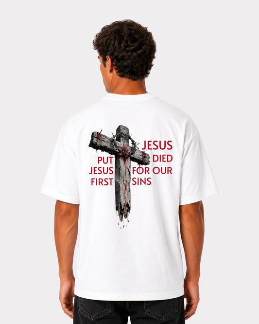 JESUS DIED FOR OUR SINS Backprint T-Shirt II