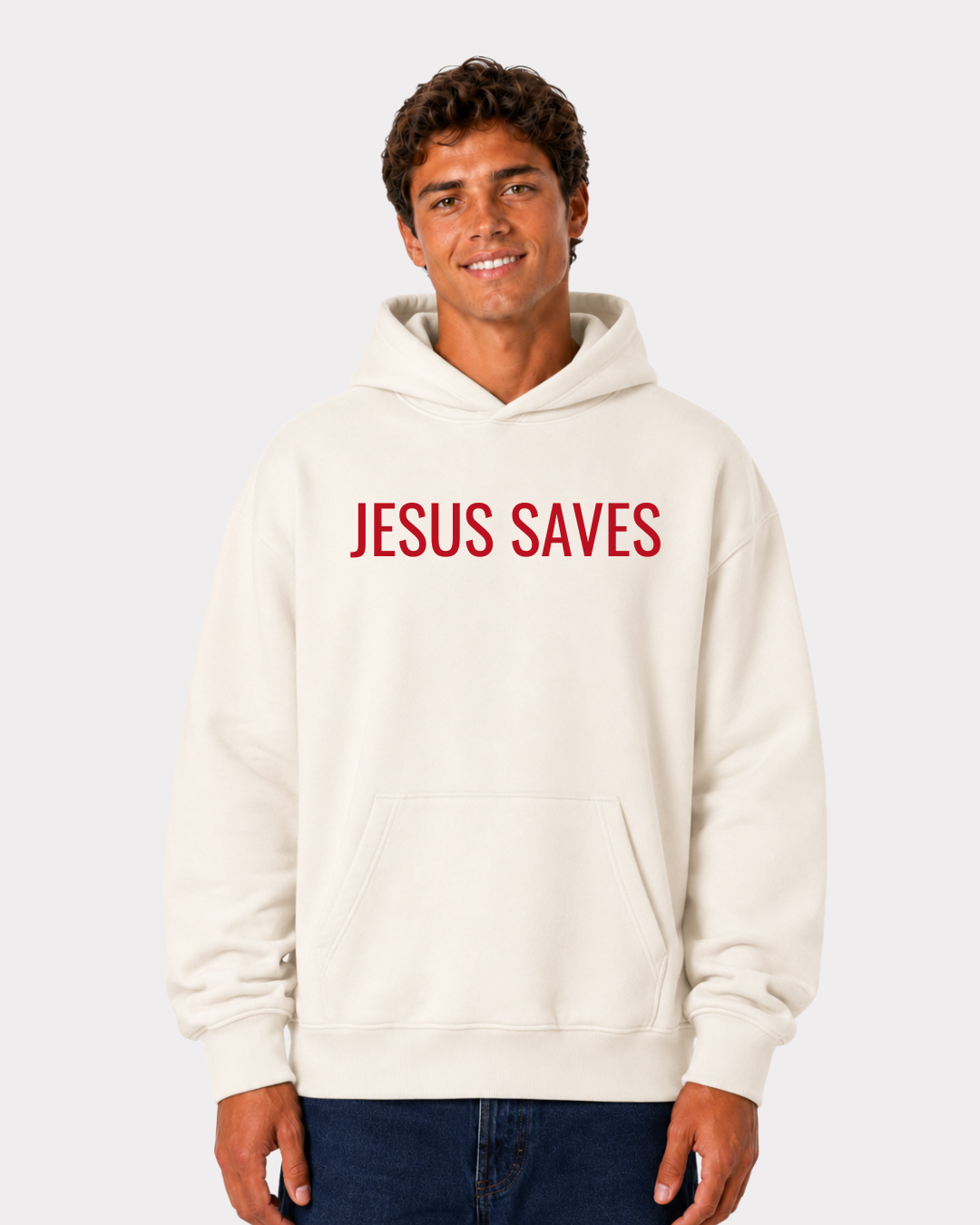 JESUS SAVES Front-/Backprint Oversized Hoodie