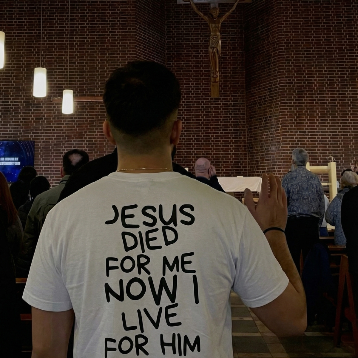 JESUS DIED FOR ME NOW I LIVE FOR HIM Backprint T-Shirt II