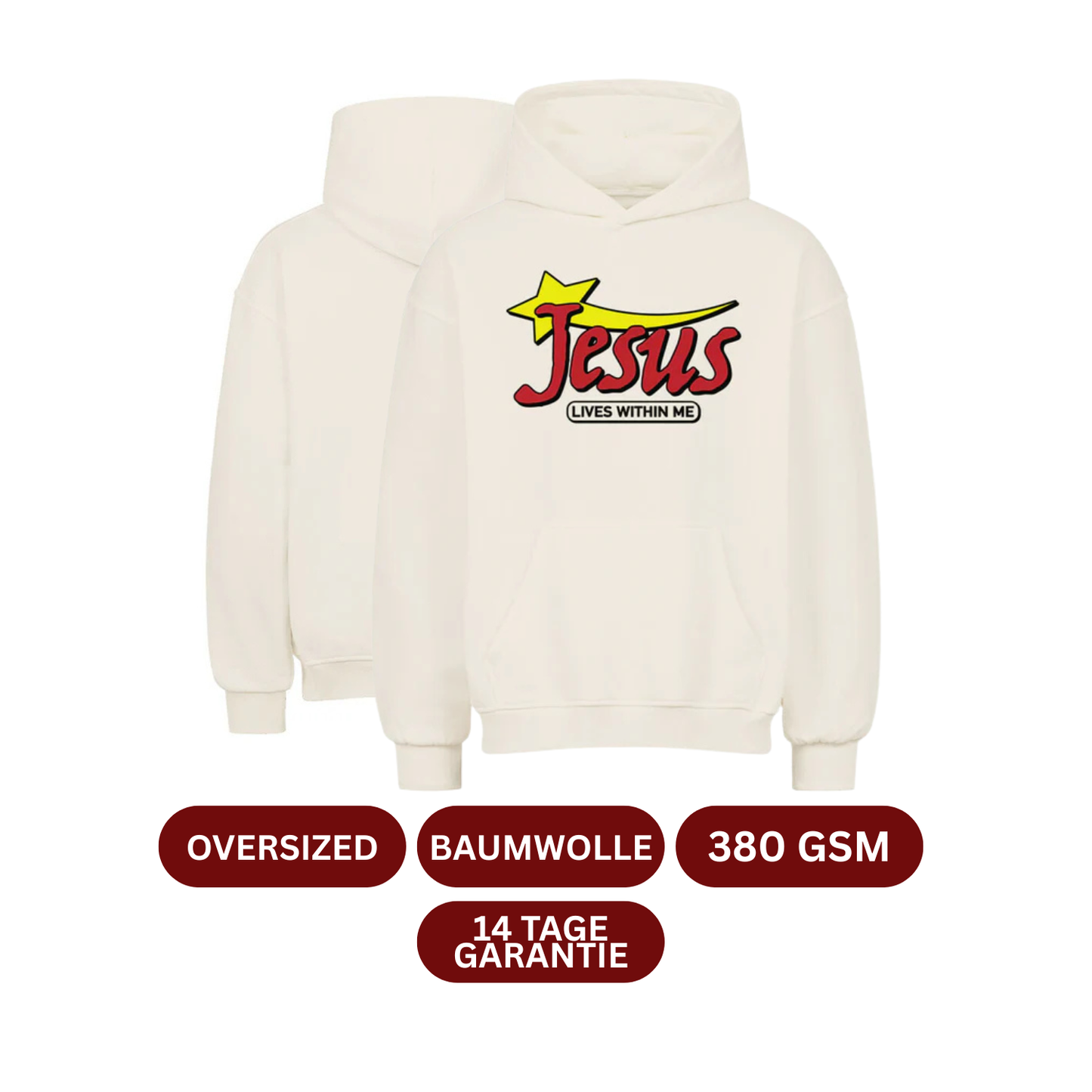 JESUS LIVES WITHIN ME Frontprint Oversized Hoodie