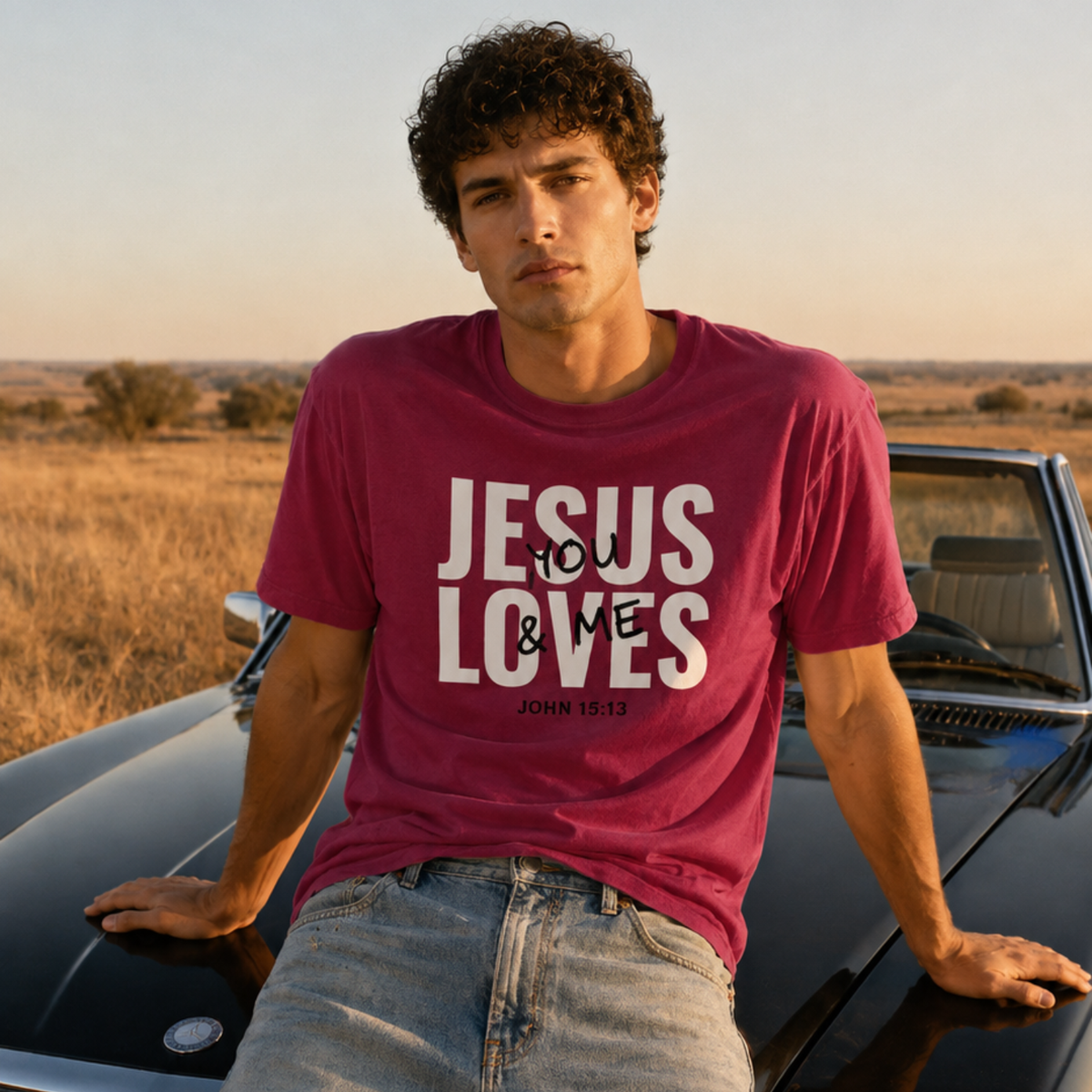 JESUS LOVES You & Me Frontprint T-Shirt II
